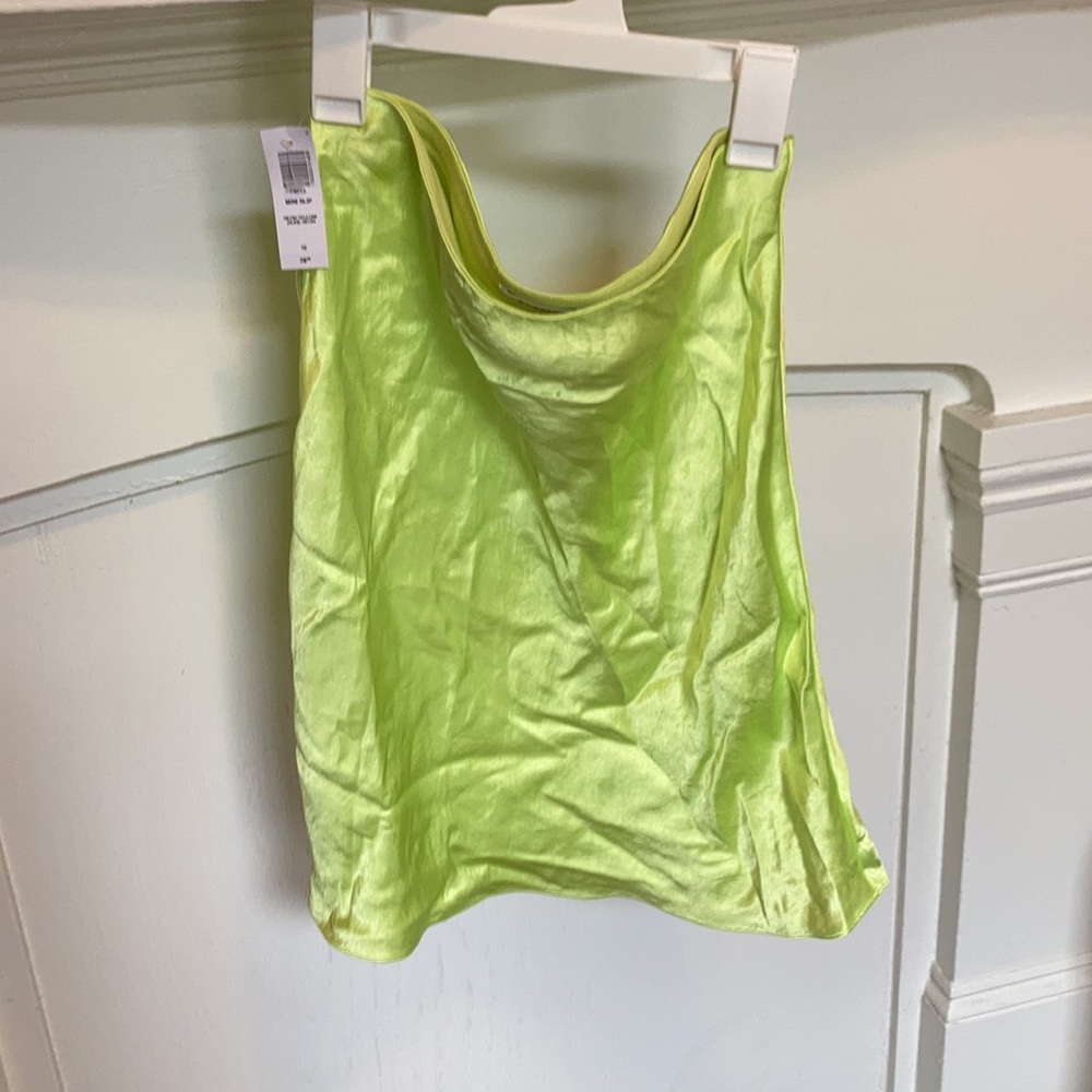 Aritzia Babaton neon yellow mini slip skirt